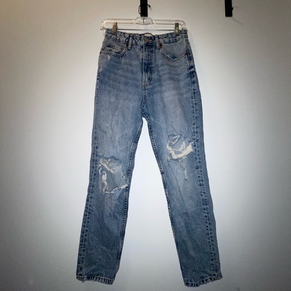 Zara High Waisted Distressed Ripped Denim